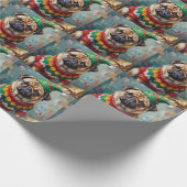 Grumpy Pug Dog in Elf Hat Funny Christmas Art Geschenkpapier (Ecke)