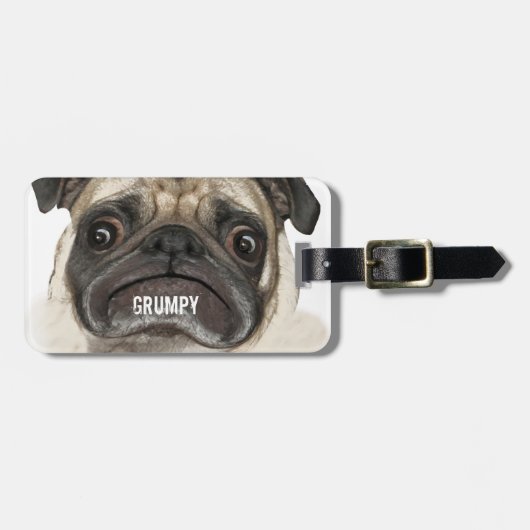 Grumpy Puggy Geschenke Gepäckanhänger (Vorderseite horizontal)
