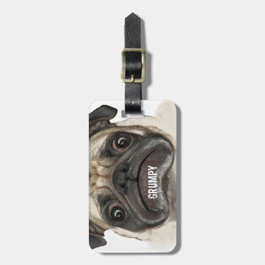 Grumpy Puggy Geschenke Gepäckanhänger (Vorderseite vertikal)