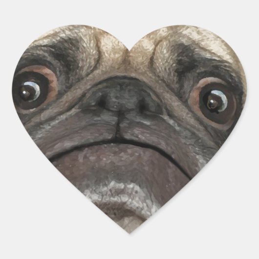 Grumpy Puggy Geschenke Herz-Aufkleber (Vorderseite)