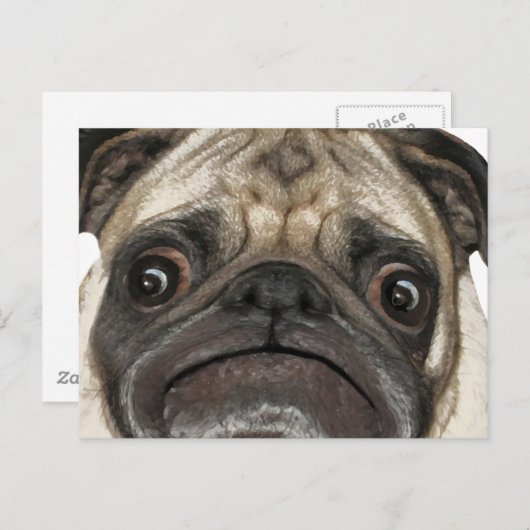 Grumpy Puggy Geschenke Postkarte (Vorne/Hinten)
