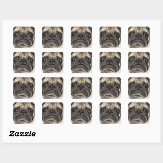 Grumpy Puggy Geschenke Quadratischer Aufkleber (Blatt)