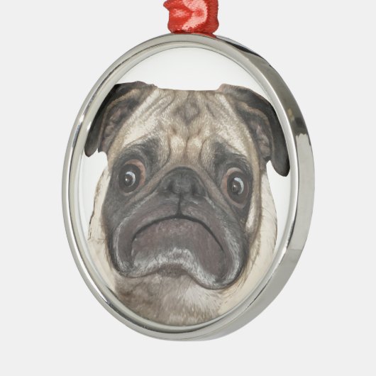 Grumpy Puggy Geschenke Silbernes Ornament (Links)