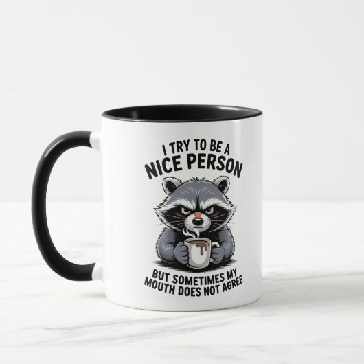 Grumpy Raccoon Coffee Mug Tasse (Links)