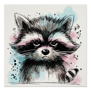 Grumpy Raccoon Poster