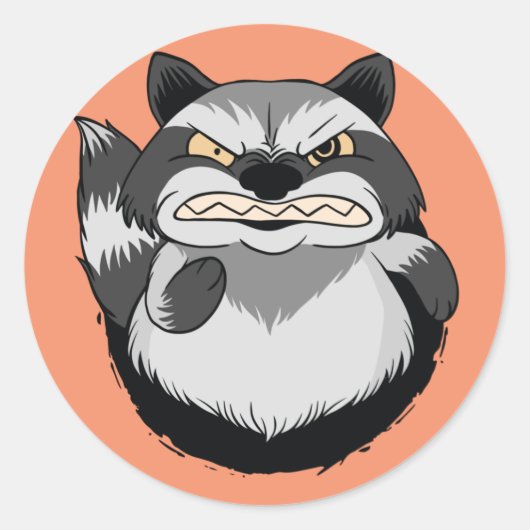 Grumpy Raccoon Runder Aufkleber (Vorderseite)