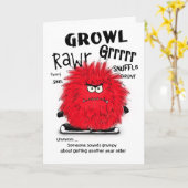 Grumpy Red Fuzzy Monster Geburtstagskarte Karte (Gelbe Blume)