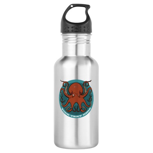 Grumpy Red Octopus Tentacles Cartoon Edelstahlflasche (Vorderseite)