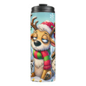 Grumpy Reindeer braucht Kaffee Thermosbecher (Vorderseite)