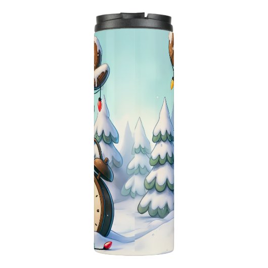 Grumpy Reindeer braucht Kaffee Thermosbecher (Rückseite)