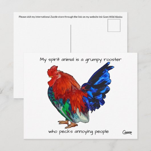 Grumpy Rooster - Postkarte (Vorne/Hinten)
