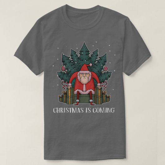 Grumpy Santa Claus Tree Gegenwart Throne Funny Chr T-Shirt (Design vorne)