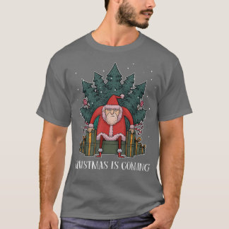 Grumpy Santa Claus Tree Gegenwart Throne Funny Chr T-Shirt