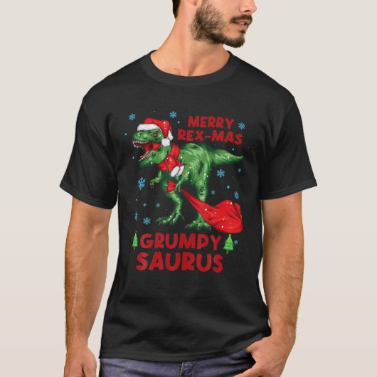 Grumpy Saurus Christmas Santa Dinosaur Merry Rex-M T-Shirt (Vorderseite)