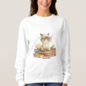 Grumpy Scholar Cat Among Books Sweatshirt (Vorderseite)