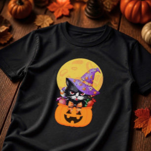 Grumpy Schwarze Katze Halloween T-Shirt