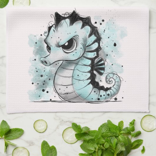 Grumpy Seepferd Geschirrtuch (Gefaltet)