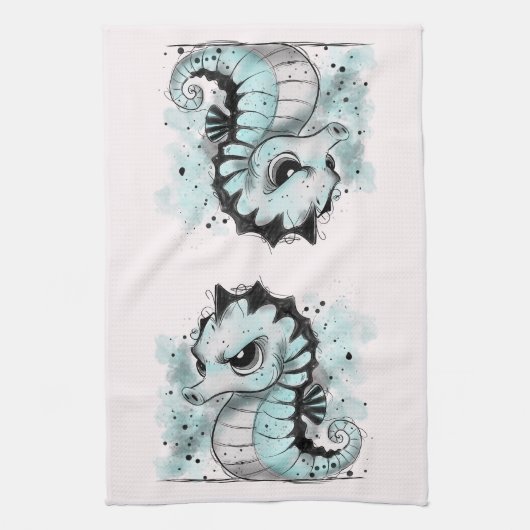 Grumpy Seepferd Geschirrtuch (Vertikal)