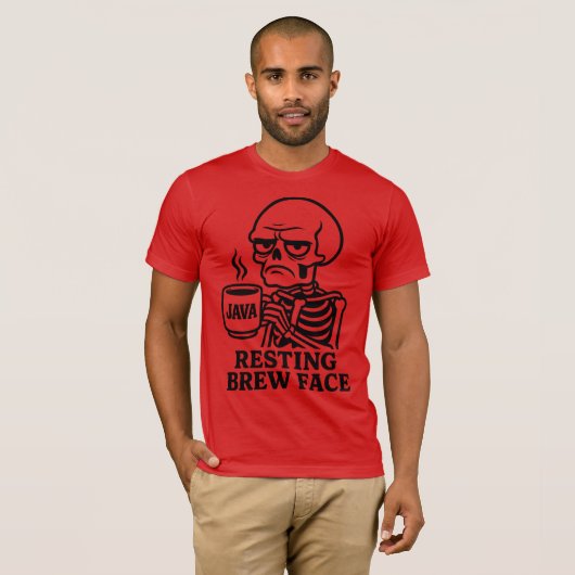 Grumpy Skeleton Coffee Lover – "Resting Brew Face" T-Shirt (Vorne ganz)
