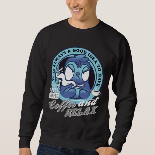 Grumpy Sloth mit Morgengrauen-Kaffee Sweatshirt (Vorderseite)