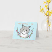 Grumpy Snippy Grey Tabby Cat Niedlich Funny Birthd Karte (Gelbe Blume)
