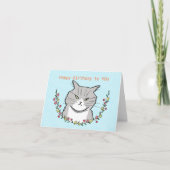Grumpy Snippy Grey Tabby Cat Niedlich Funny Birthd Karte (Vorderseite)