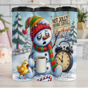Grumpy Snowman Nicht Jolly Coffee Thermosbecher