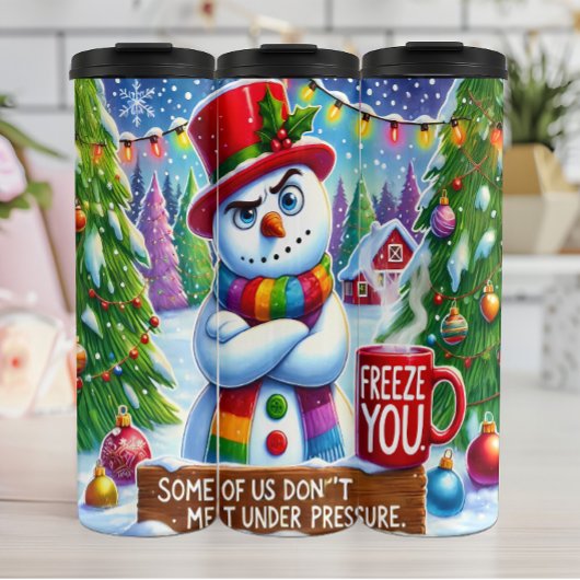 Grumpy Snowman nicht schmelzen Thermosbecher
