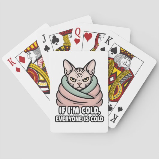 Grumpy Sphynx Cat Cold Humor Cartoon Art Spielkarten (Rückseite)