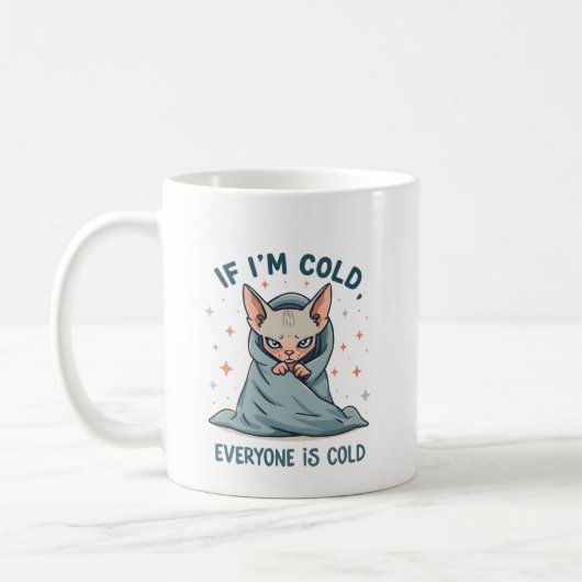 Grumpy Sphynx Cat Cold Humor Cartoon Design Kaffeetasse (Links)