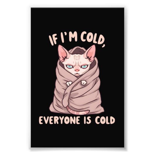 Grumpy Sphynx Cat Cold Humor Illustration Fotodruck (Vorne)