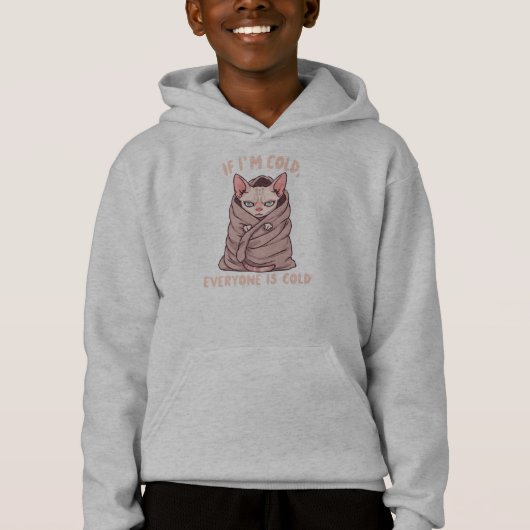 Grumpy Sphynx Cat Cold Humor Illustration Hoodie (Vorderseite)