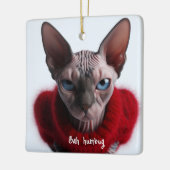 Grumpy Sphynx Cat Weihnachten Keramikornament (Links)