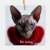 Grumpy Sphynx Cat Weihnachten Keramikornament (Vorderseite)