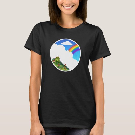 Grumpy Toad auf einem grasbewachsenen Hügel mit Hi T-Shirt (Vorderseite)
