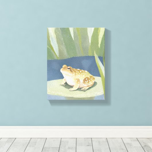 Grumpy Toad | Lilypad Pond Watercolor Leinwanddruck (Insitu (Holzboden))