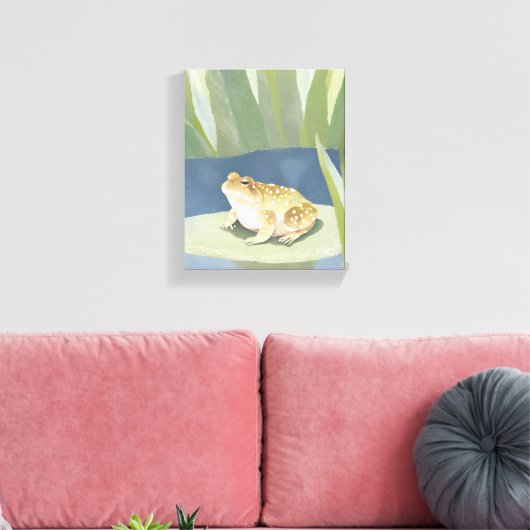 Grumpy Toad | Lilypad Pond Watercolor Leinwanddruck (Insitu (Wohnzimmer))