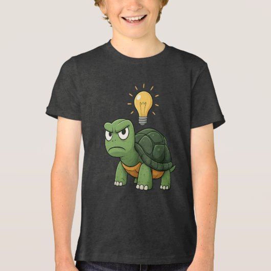 Grumpy Tortoise Kids Cartoon T-Shirt Tri-Blend Shirt (Vorderseite)