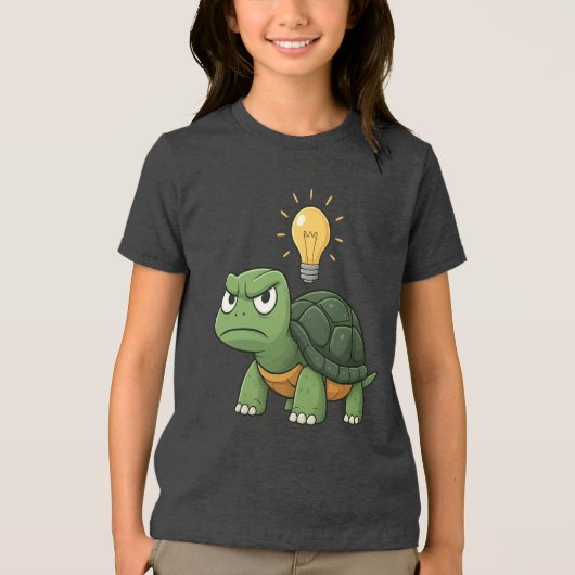 Grumpy Tortoise Kids Cartoon T-Shirt Tri-Blend Shirt (Vorderseite)