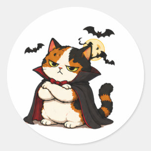 Grumpy Vampir Katze Halloween  Runder Aufkleber