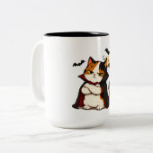 Grumpy Vampir Katze Halloween Zweifarbige Tasse (Vorderseite Links)