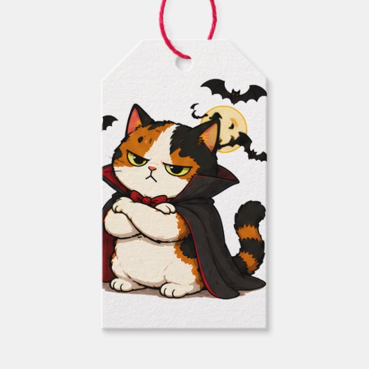 Grumpy Vampir Katzen Halloween Geschenkanhänger (Vorderseite)