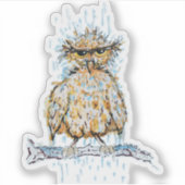 Grumpy Wet Owl Aufkleber (Vorderseite)