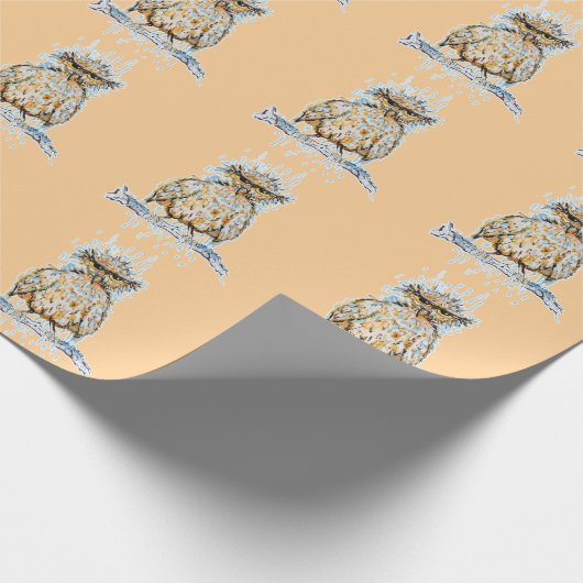 Grumpy Wet Owl Geschenkpapier (Ecke)