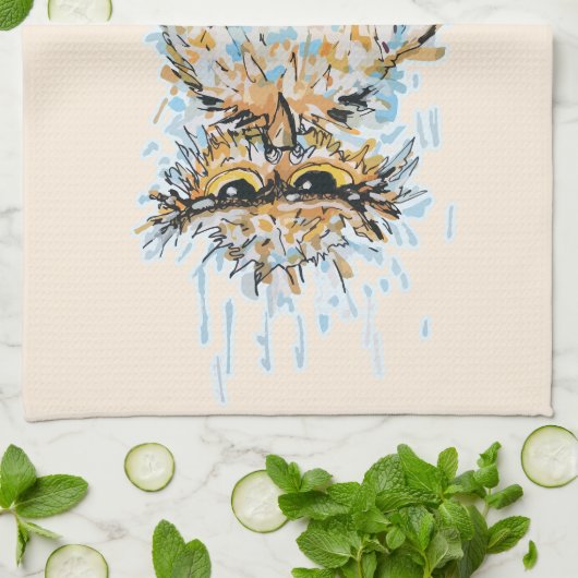 Grumpy Wet Owl Geschirrtuch (Gefaltet)