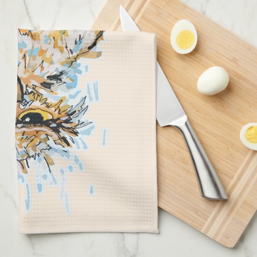 Grumpy Wet Owl Geschirrtuch (Viertel Falte)