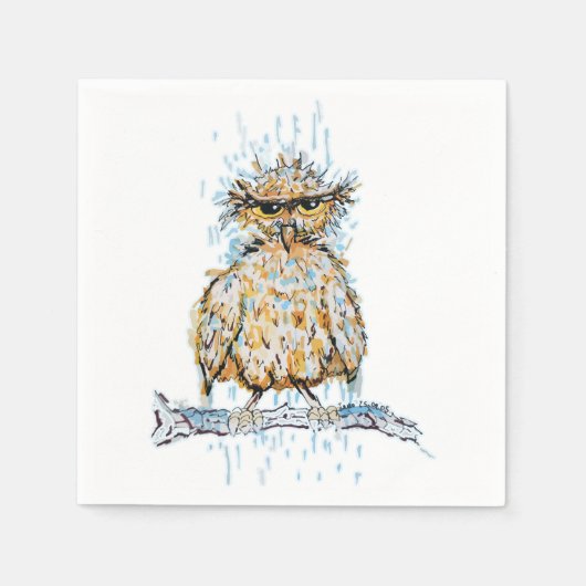 Grumpy Wet Owl Serviette (Vorderseite)