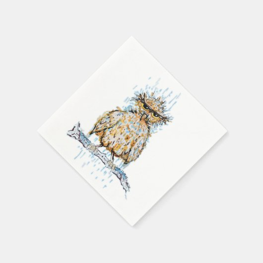Grumpy Wet Owl Serviette (Ecke)
