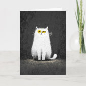 Grumpy White Cat – Funny Minimal Cat Art Karte (Vorderseite)