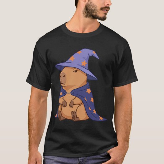 Grumpy Wizard Capybara mit Magic Cape und Hut T-Shirt (Vorderseite)